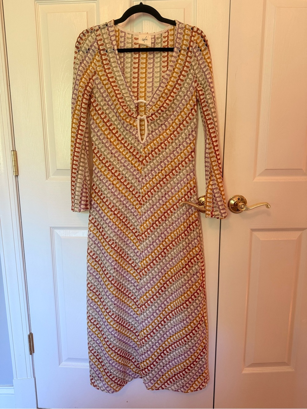 South Moon Under Chevron Maxi Coverup in Cream, Yellow, Rust & Lavender